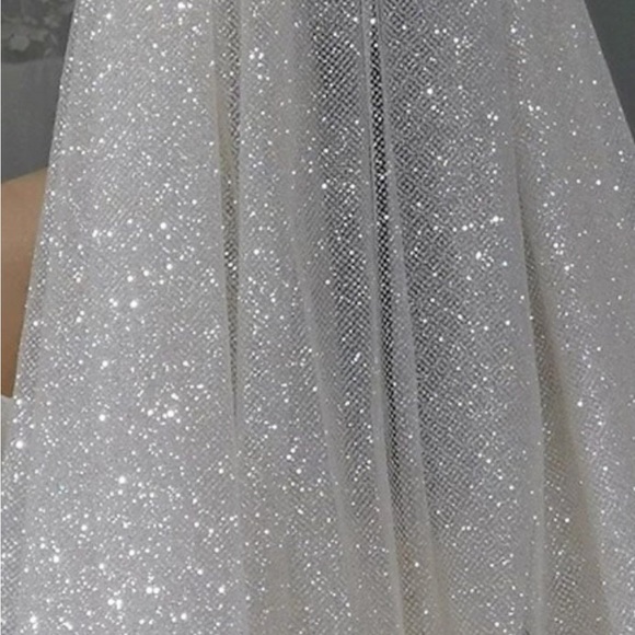 Glitter Veil with Blusher w. comb Glitter Bridal Bride floor 80” - Picture 4 of 5